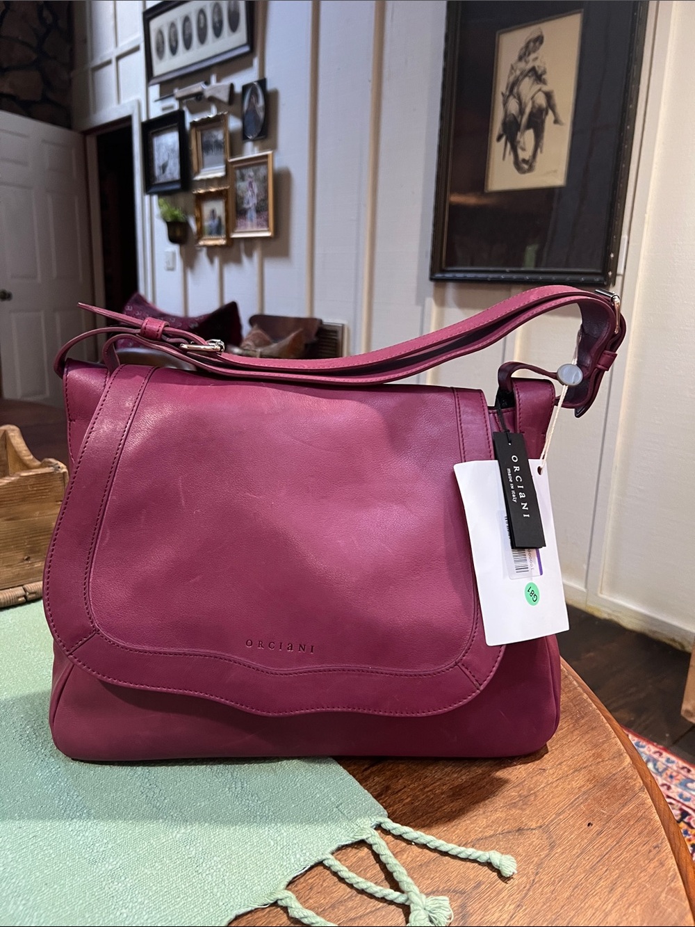NWT Orciani Leather Flap Shoulder Bag